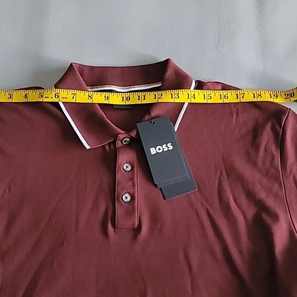 Hugo Boss Dark Red Long Sleeve Polo Jersey  Pullover Shirt XXL